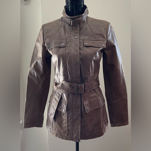 Danier Jackets & Blazers - Danier Brown Utility Leather Jacket Size XS